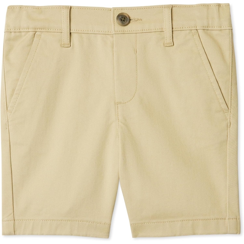 image:imageAmazon Essentials Boys and Toddlers School Uniform Woven FlatFront Shorts with Elastic WaistKhaki Tan