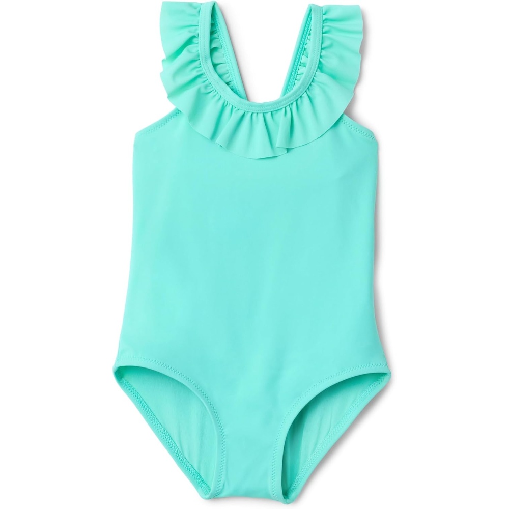 image:imageAmazon Essentials Girls FrillTrimmed OnePiece SwimsuitBright Mint Green