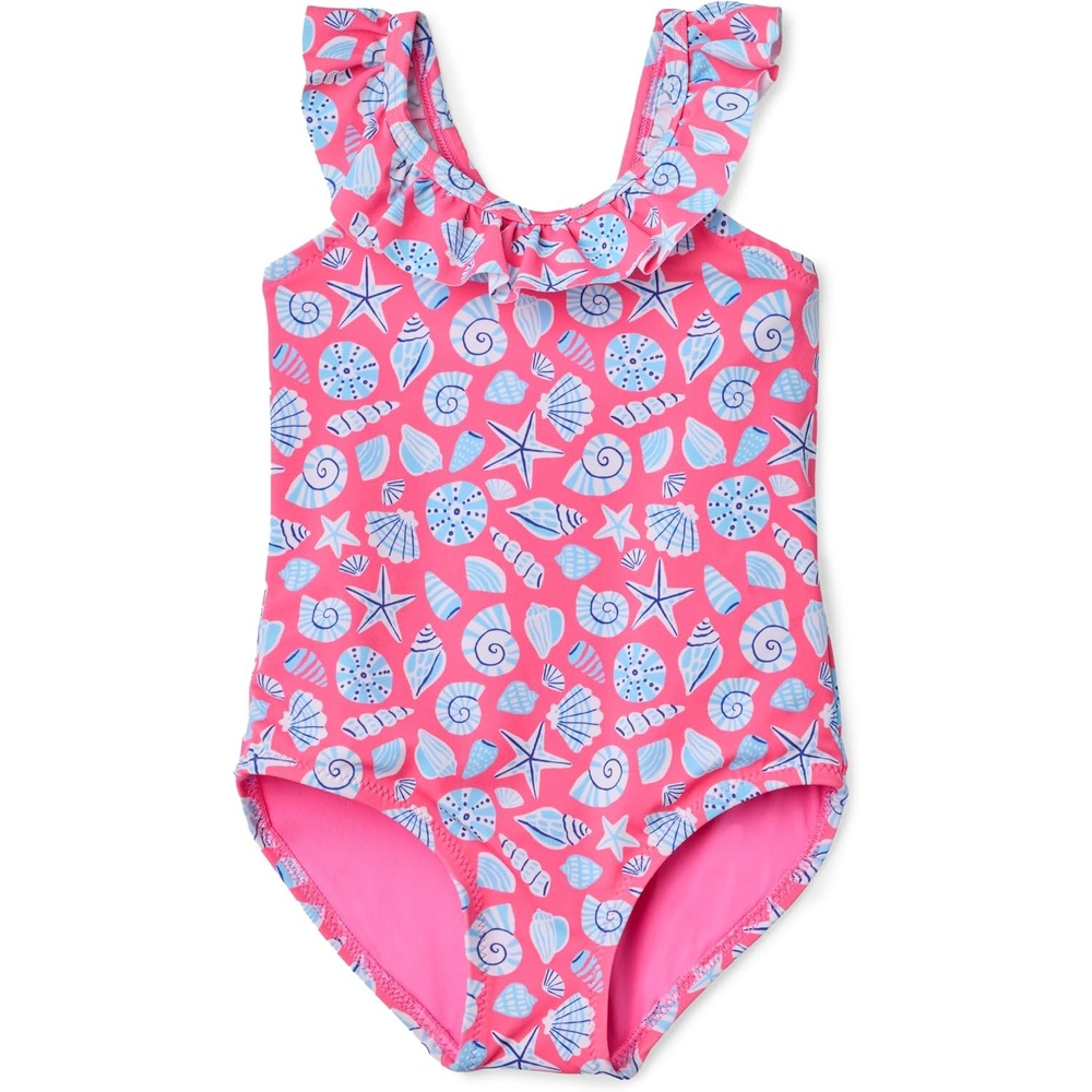 image:imageAmazon Essentials Girls FrillTrimmed OnePiece SwimsuitHot Pink Shells