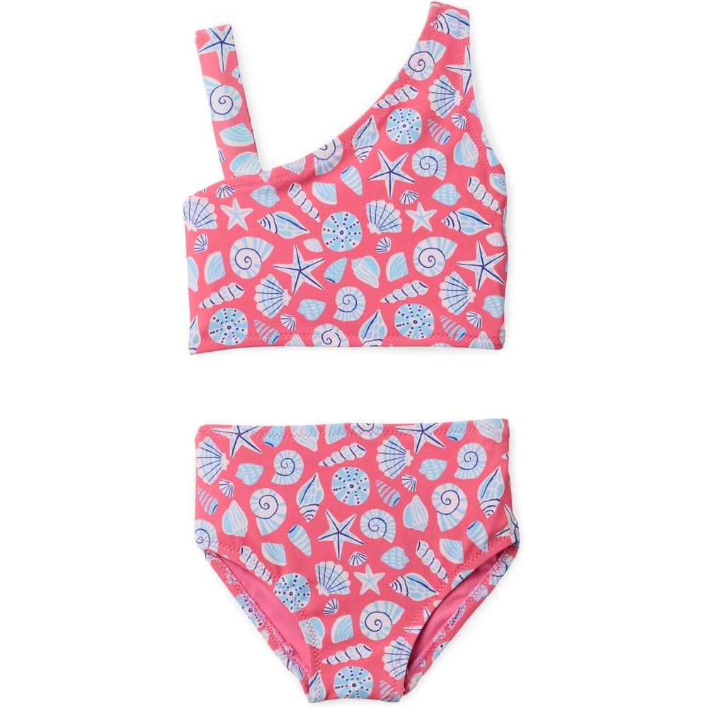 image:imageAmazon Essentials Girls One Shoulder TwoPiece Bikini Swim Set Slim FitHot Pink Shells