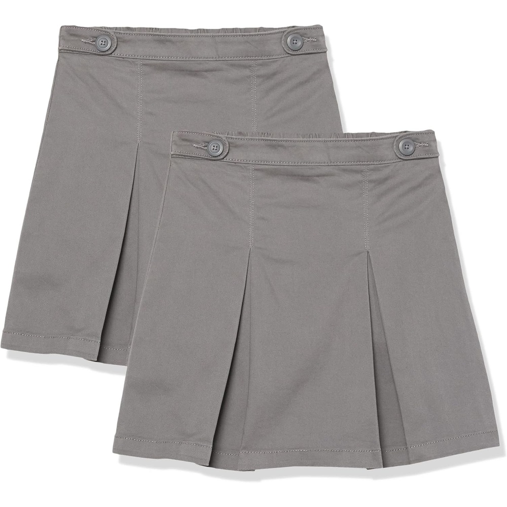 image:imageAmazon Essentials Girls Pleated Uniform Skorts with Builtin Shorts Pullon Stretchy Multipacks2pack Grey