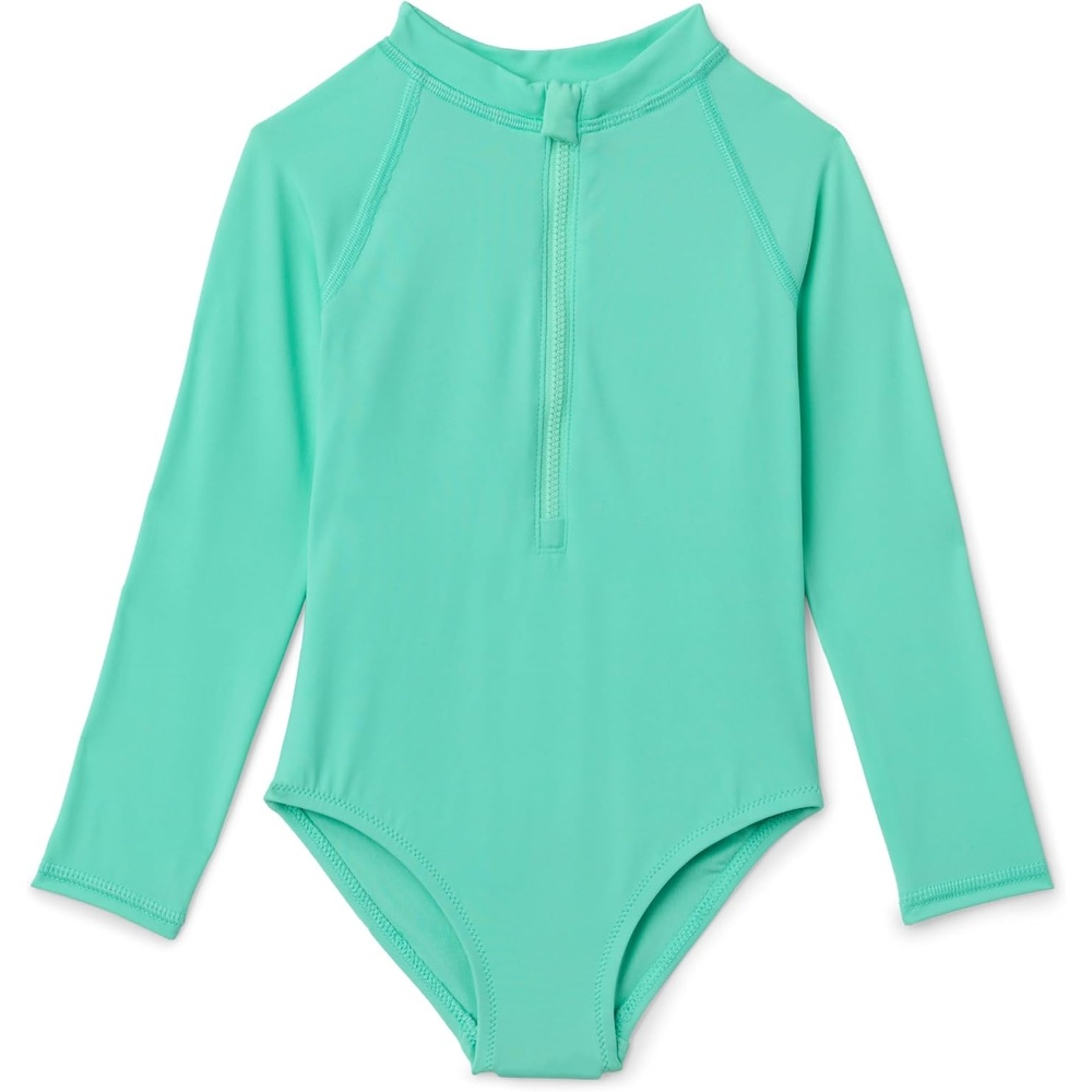 image:imageAmazon Essentials Girls Rash Guard OnePiece Swimsuit Long SleeveBright Mint Green