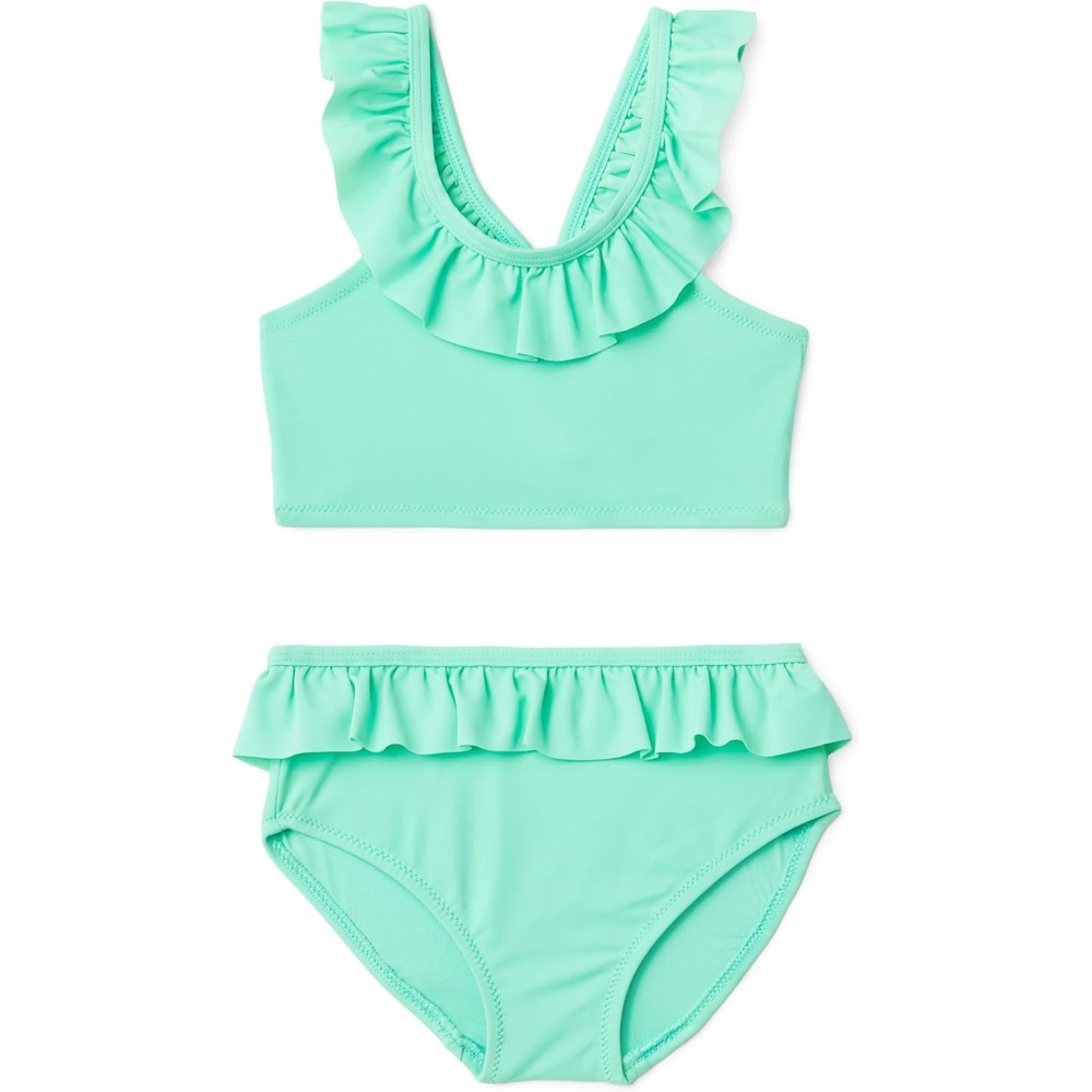 image:imageAmazon Essentials Girls Ruffle TwoPiece Bikini Swim Set with CrissCross StrapsBright Mint Green