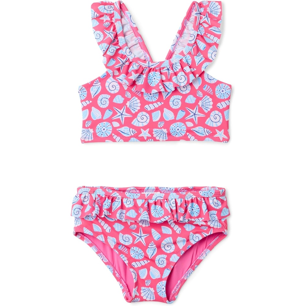 image:imageAmazon Essentials Girls Ruffle TwoPiece Bikini Swim Set with CrissCross StrapsHot Pink Shells