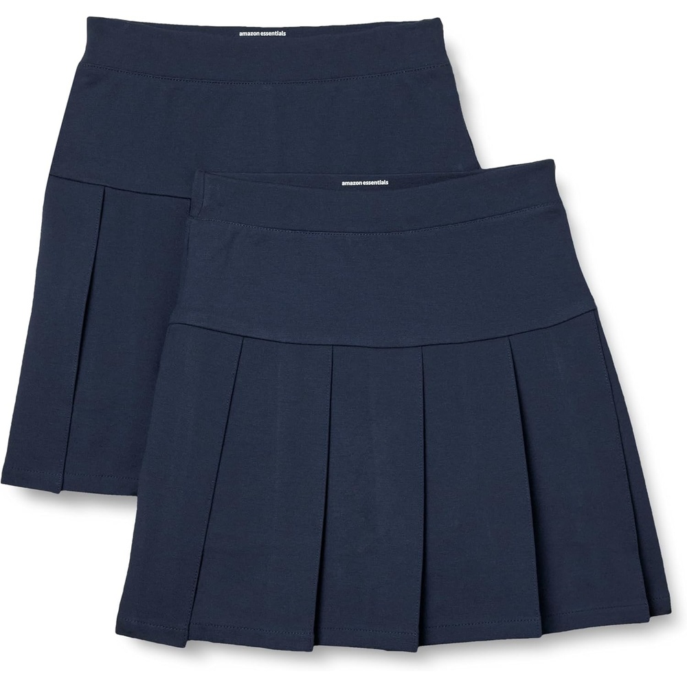 image:imageAmazon Essentials Girls Uniform Pleated Skort with Builtin Shorts Elastic Waist Pack of 2Navy