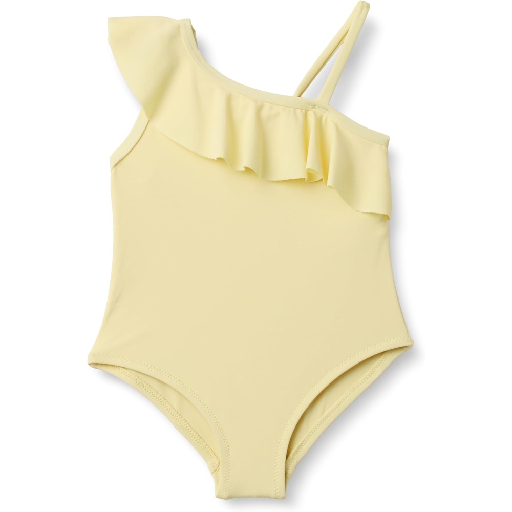 image:imageAmazon Essentials Girls and Toddlers Asymmetric Frill OneShoulder OnePiece SwimsuitLight Yellow