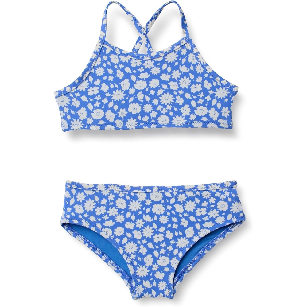 image:imageAmazon Essentials Girls and Toddlers Cross Back Bikini SetBlue Ditsy Floral