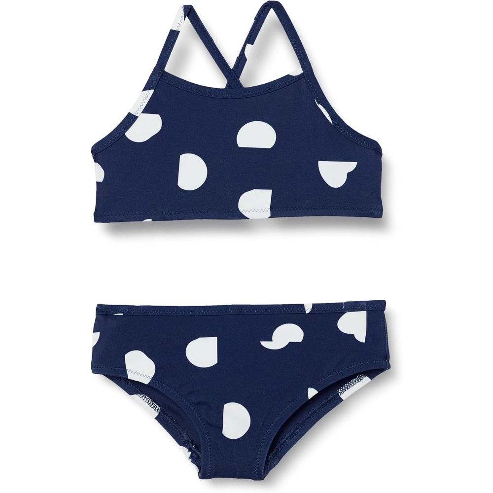 image:imageAmazon Essentials Girls and Toddlers Cross Back Bikini SetDeep Blue Ivory Abstract Dots
