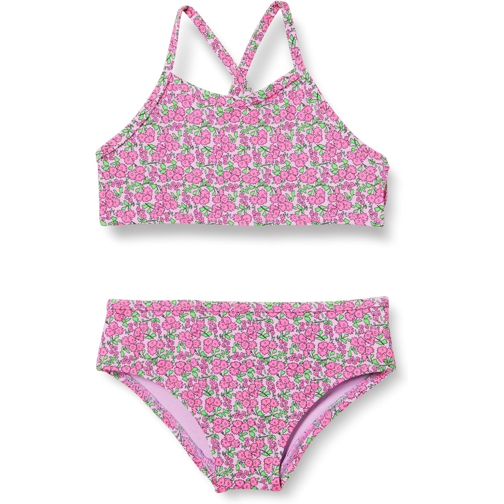 image:imageAmazon Essentials Girls and Toddlers Cross Back Bikini SetLilac Hot Pink Posey Floral