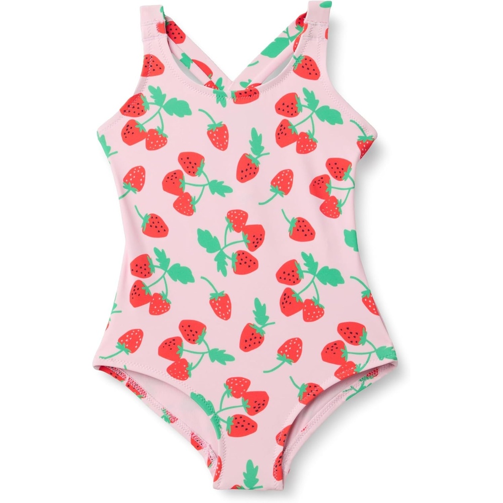 image:imageAmazon Essentials Girls and Toddlers CrossBack OnePiece SwimsuitPink Tomato Red Strawberries