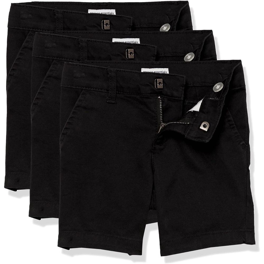 image:imageAmazon Essentials Girls and Toddlers School Uniform Shorts with Adjustable Waist Flat FrontBlack