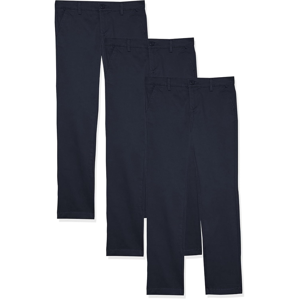 image:imageAmazon Essentials Girls and Toddlers School Uniform Straight Leg Adjustable Waist FlatFront Chino Pants Pack of 33pack Navy