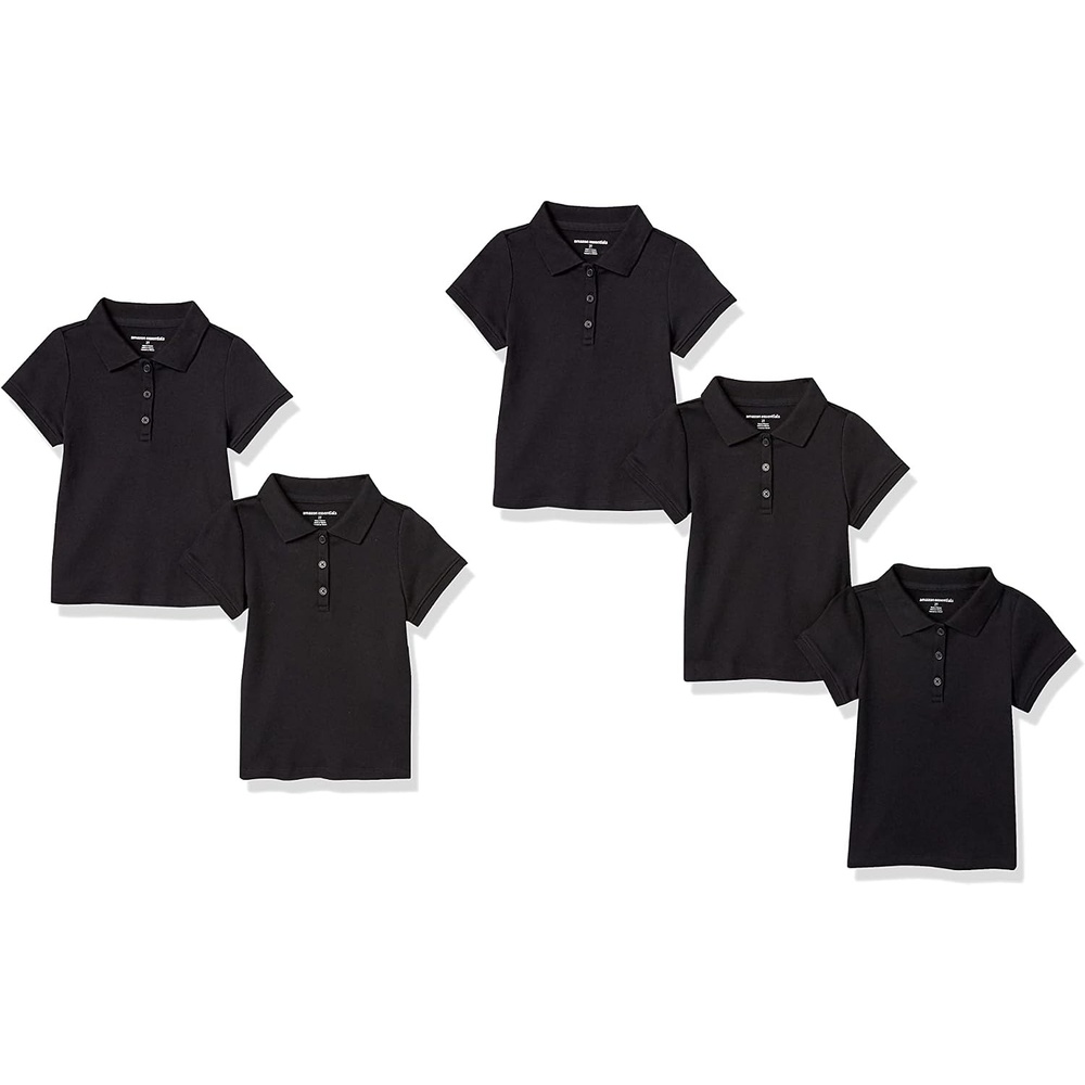 image:imageAmazon Essentials Girls and Toddlers Short Sleeve Uniform Polo Shirt Multipacks5pack Black