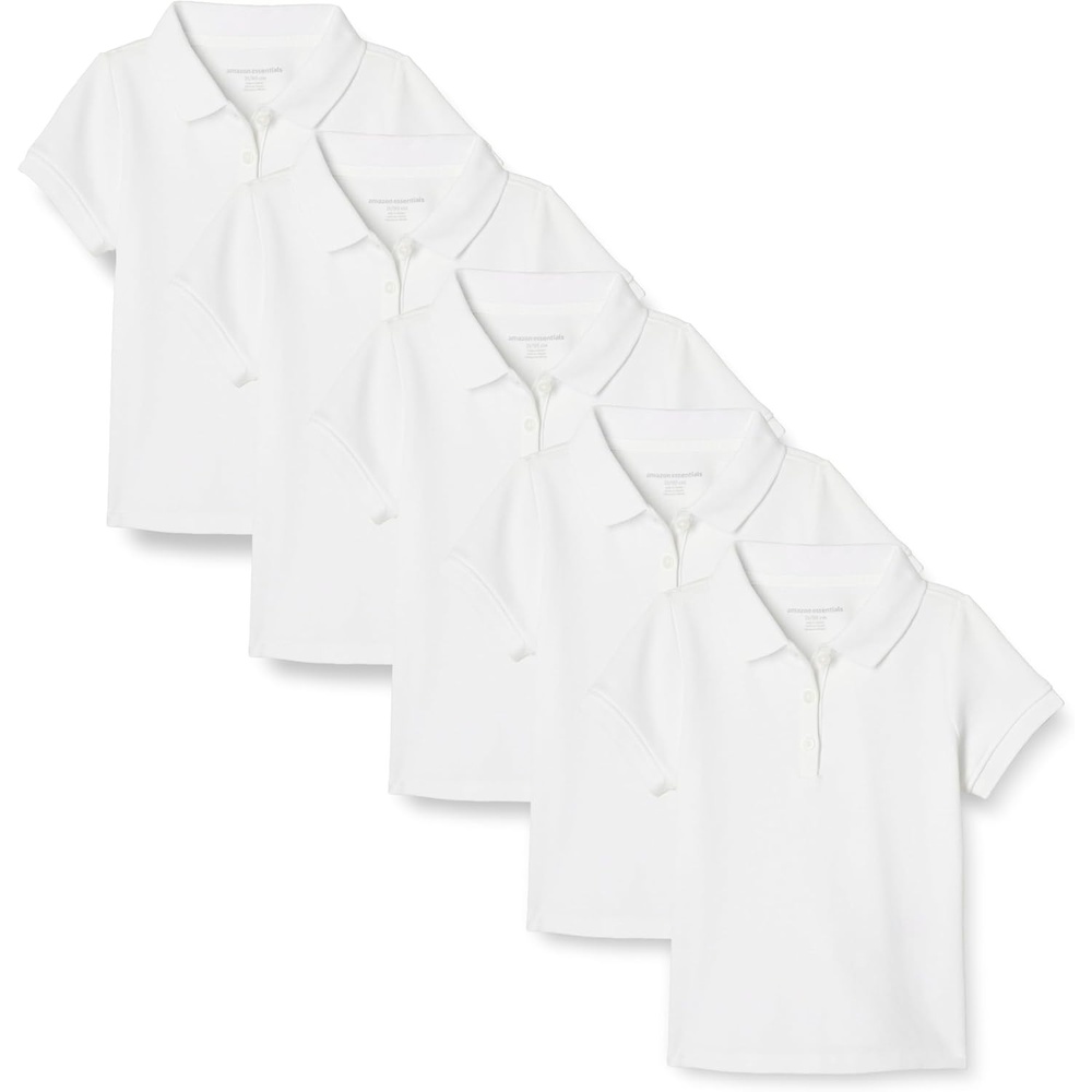 image:imageAmazon Essentials Girls and Toddlers Short Sleeve Uniform Polo Shirt Multipacks5pack White