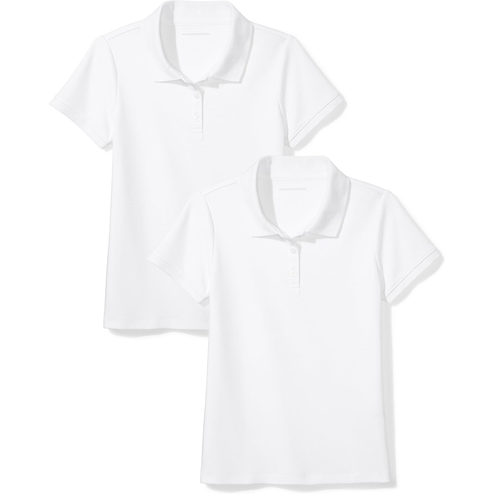 image:imageAmazon Essentials Girls and Toddlers Short Sleeve Uniform Polo Shirt MultipacksWhite