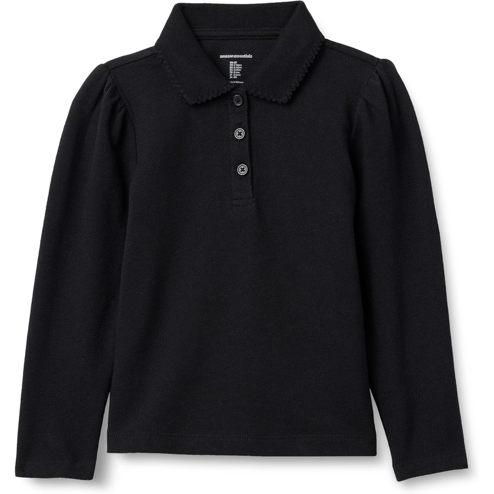 image:imageAmazon Essentials Girls and Toddlers Uniform Pique Long Sleeve Polo ShirtBlack