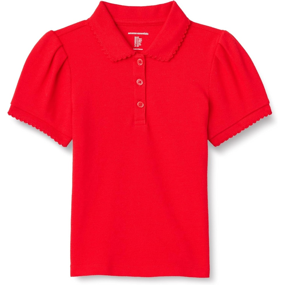 image:imageAmazon Essentials Girls and Toddlers Uniform Pique Polo ShirtBright Poppy Red