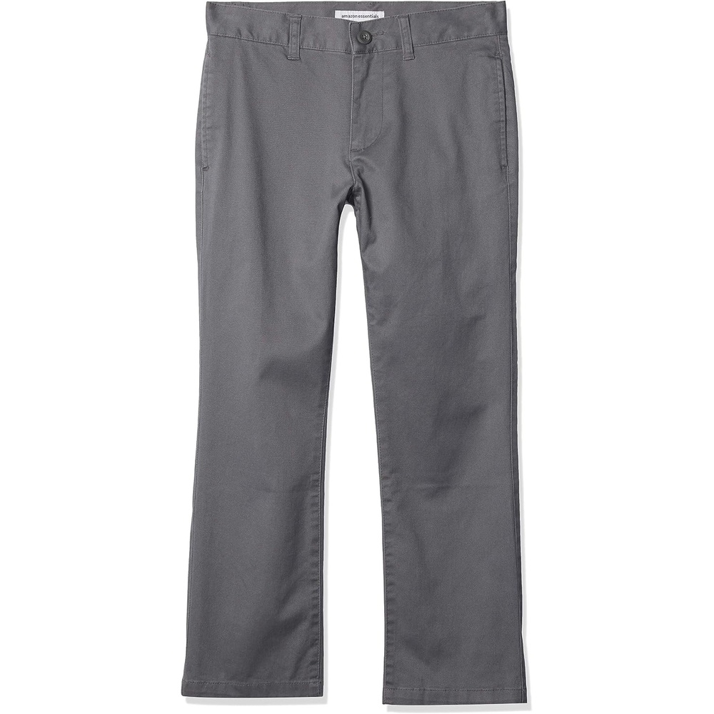 image:imageAmazon Essentials Toddler Boys School Uniform StraightFit FlatFront Chino Pants with Adjustable Elastic Waist MultipackGrey