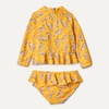 Amazon Essentials Baby Girls’ Long-Sleeve Ruffle Rashguard Set(Golden Yellow Beige Leopard)