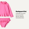 Amazon Essentials Baby Girls’ Long-Sleeve Ruffle Rashguard Set(Hot Pink)