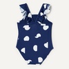 Amazon Essentials Baby Girls’ Ruffle One-Piece Swimsuit(Deep Blue Ivory Abstract Dots)