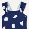 Amazon Essentials Baby Girls’ Ruffle One-Piece Swimsuit(Deep Blue Ivory Abstract Dots)