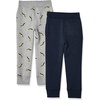 Amazon Essentials Boys and Toddlers’ Fleece Jogger Sweatpants(Grey/Navy Heather)
