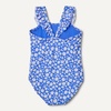 Amazon Essentials Girls’ Frill-Trimmed One-Piece Swimsuit(Blue Ditsy Floral)