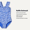 Amazon Essentials Girls’ Frill-Trimmed One-Piece Swimsuit(Blue Ditsy Floral)