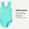 Amazon Essentials Girls’ Frill-Trimmed One-Piece Swimsuit(Bright Mint Green)
