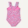 Amazon Essentials Girls’ Frill-Trimmed One-Piece Swimsuit(Hot Pink Shells)