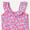 Amazon Essentials Girls’ Frill-Trimmed One-Piece Swimsuit(Hot Pink Shells)