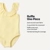 Amazon Essentials Girls’ Frill-Trimmed One-Piece Swimsuit(Light Yellow)