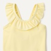 Amazon Essentials Girls’ Frill-Trimmed One-Piece Swimsuit(Light Yellow)