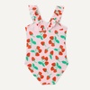 Amazon Essentials Girls’ Frill-Trimmed One-Piece Swimsuit(Pink Tomato Red Strawberries)