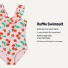 Amazon Essentials Girls’ Frill-Trimmed One-Piece Swimsuit(Pink Tomato Red Strawberries)
