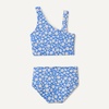 Amazon Essentials Girls’ One Shoulder Two-Piece Bikini Swim Set, Slim Fit(Blue Ditsy Floral)