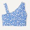 Amazon Essentials Girls’ One Shoulder Two-Piece Bikini Swim Set, Slim Fit(Blue Ditsy Floral)