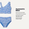 Amazon Essentials Girls’ One Shoulder Two-Piece Bikini Swim Set, Slim Fit(Blue Ditsy Floral)