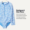 Amazon Essentials Girls’ Rash Guard One-Piece Swimsuit, Long Sleeve(Blue Ditsy Floral)