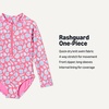 Amazon Essentials Girls’ Rash Guard One-Piece Swimsuit, Long Sleeve(Hot Pink Shells)