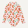 Amazon Essentials Girls’ Rash Guard One-Piece Swimsuit, Long Sleeve(Pink Tomato Red Strawberries)