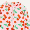 Amazon Essentials Girls’ Rash Guard One-Piece Swimsuit, Long Sleeve(Pink Tomato Red Strawberries)