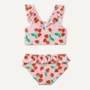 Amazon Essentials Girls’ Ruffle Two-Piece Bikini Swim Set with Criss-Cross Straps(Pink Tomato Red Strawberries)