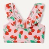 Amazon Essentials Girls’ Ruffle Two-Piece Bikini Swim Set with Criss-Cross Straps(Pink Tomato Red Strawberries)
