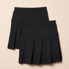 Amazon Essentials Girls’ Uniform Pleated Skort with Built-in Shorts, Elastic Waist, Pack of 2(Black)