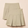 Amazon Essentials Girls’ Uniform Pleated Skort with Built-in Shorts, Elastic Waist, Pack of 2(Khaki Tan)