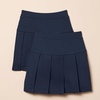 Amazon Essentials Girls’ Uniform Pleated Skort with Built-in Shorts, Elastic Waist, Pack of 2(Navy)