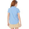 Amazon Essentials Girls’ Uniform Short Sleeve Stretch Poplin Button-Down Shirts, Pack of 3(Blue)