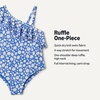 Amazon Essentials Girls and Toddlers’ Asymmetric Frill One-Shoulder One-Piece Swimsuit(Blue Ditsy Floral)